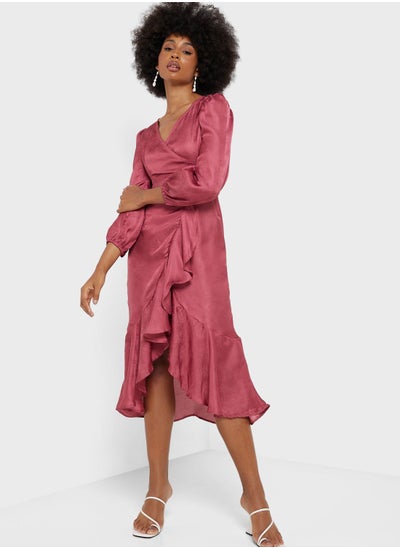 Buy Ruffle Hem Self Textured Dress in UAE