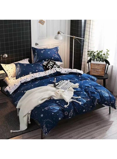 Buy King Size Bed Sheet Set 6 Pieces Duvet Cover Set 220x240cm with Fitted Sheet 200x200+30cm and 4 Pillowcases 50x75cm Microfiber Cotton Material for All Season Bedding Sets Breathable Bedding Set in UAE