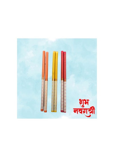 Buy Dandiya Wooden Multicolor stick Pair of 2 (4QTY) in UAE