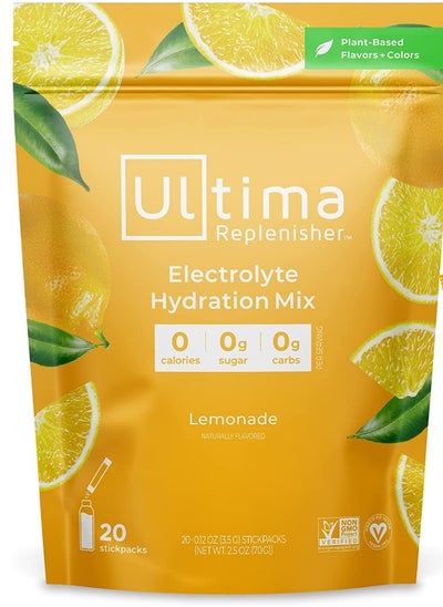 Buy Ultima Replenisher Electrolyte Hydration Powder, Lemonade 20 Stickpacks Pouch in UAE