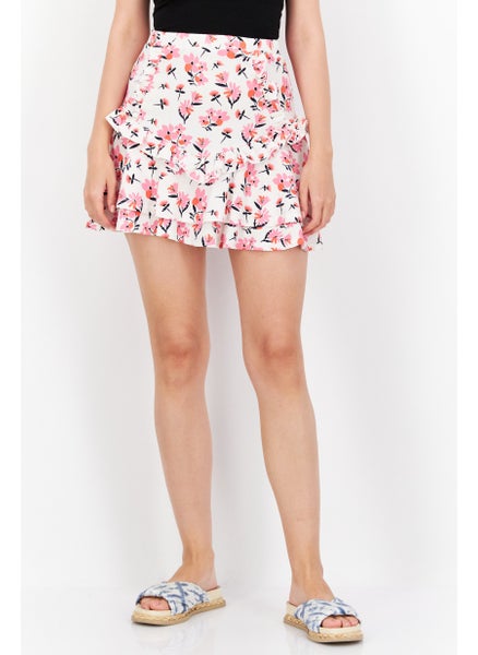 اشتري Women Floral Print Mini Skirts, White Combo في الامارات