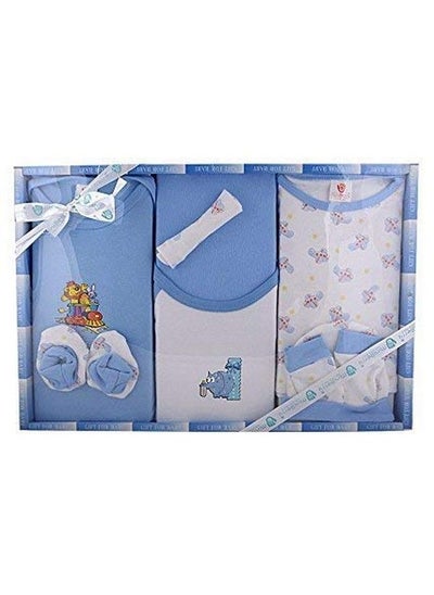 اشتري New Born Baby Gift Set In Blue Color 8 Pcs في الامارات