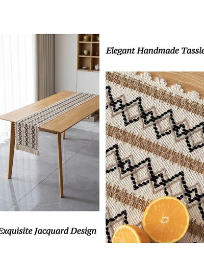 Buy Burlap Splicing Table Runners Boho Runner With Tassels Handmade Woven Fabric Decorative For Kitchen Dining Restaurant Hotel Wedding Cafe Party 30 X 180 Cm in Saudi Arabia