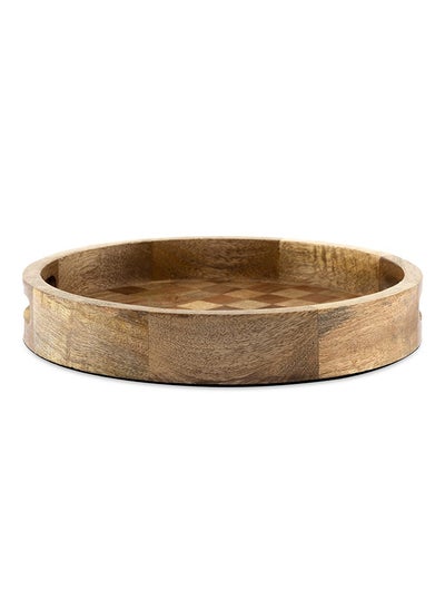 Buy Major Decorative Round Tray, Brown - 30 cm in UAE