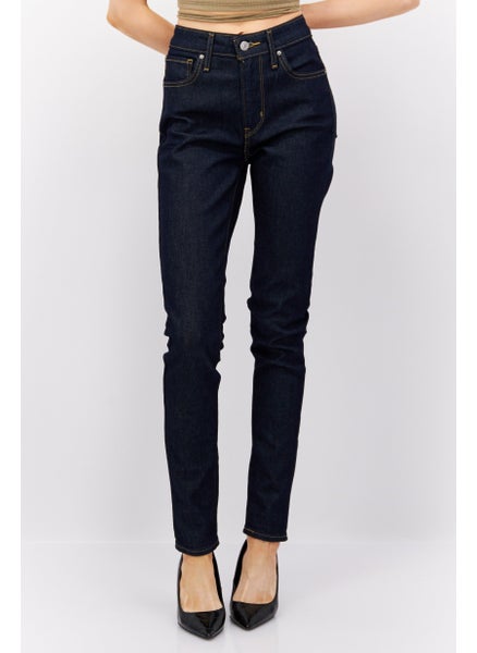 Buy Women Skinny Fit High Rise Straight Leg Stretchable  Jeans, Navy in UAE