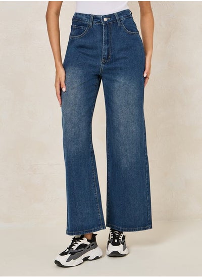 اشتري Basic High Rise Wide Leg Jeans في السعودية