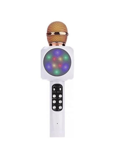 Buy VIO Wireless 4 in 1 Bluetooth Karaoke Microphone, Handheld Portable Speaker Machine, Home KTV Player with Record Function, Compatible with Android and iOS Devices (Rose Gold-White) in UAE