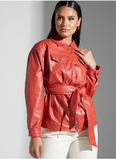 Buy Belted Pocket Detail Jacket in UAE