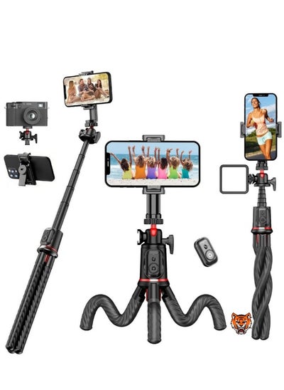 اشتري "Flexible Phone Tripod Selfie Stick – Octopus Camera Stand with Remote, 360° Rotation, Extendable & Portable for iPhone & Android Video Recording" في الامارات