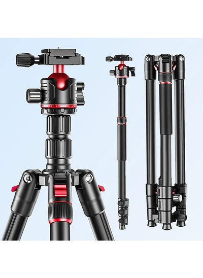 اشتري Camera Tripod,2 In 1 Triop,Foldable Lightweight Aluminum Travel Tripod Stand with 360 Degree Ball Head for Vlog Nikon Canon Sony All DSLR and Digital Camera(Q173) في الامارات