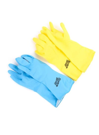 Buy Multi-Purpose Vanilla Scented Latex Gloves, Small, Yellow/Blue, 2 Pair in UAE