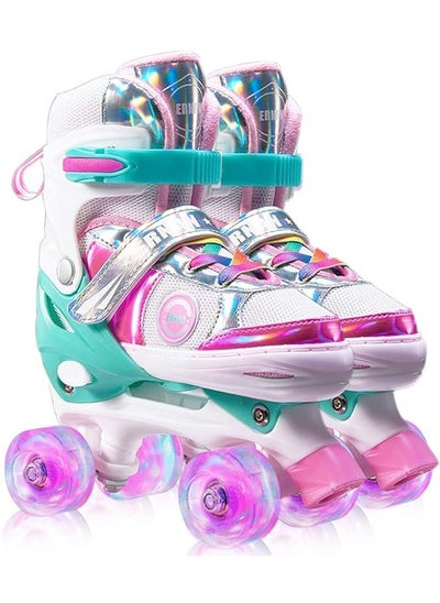 Buy Kids Adjustable Roller Skates for Girls and Boys (Pink) Small in UAE