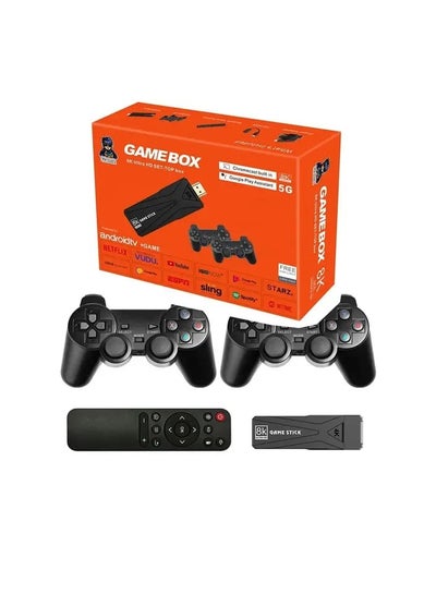 اشتري 8K HD Android game box with a dual system to convert the TV into an Android smart, as well as enjoying +10,000 built-in games with two arms for playing and a remote control في السعودية