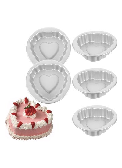 اشتري 5pcs Cake pan, Cake Baking Mold Pudding Mold, Small Cake Mold Cake Tins for Baking Tart molds for Baking Metal Cake Tin Cake Mould Mini Tart pan Baking Molds Aluminum Alloy Caramel في الامارات