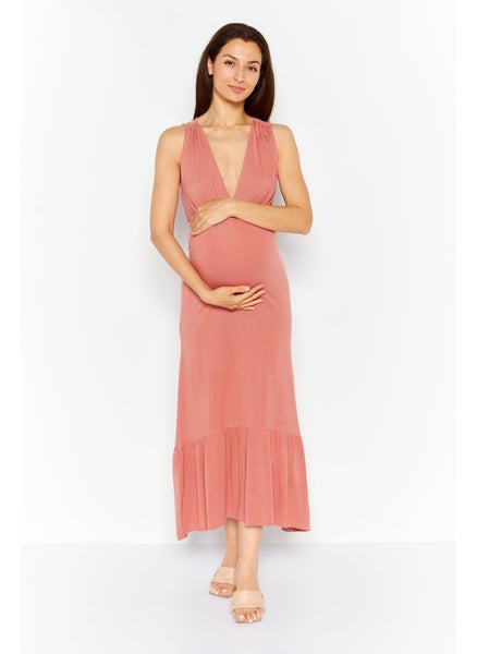 اشتري Maternity Plain Midi Dress, Canyon Rose في الامارات