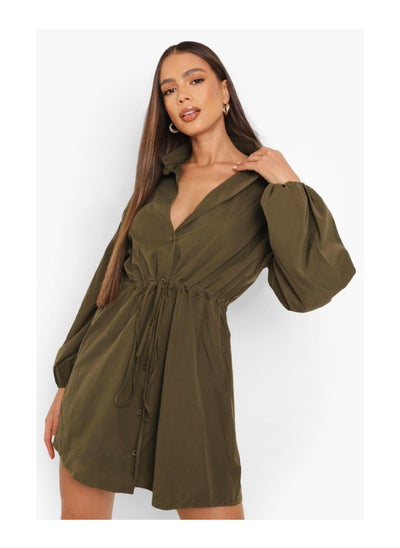 Buy Blouson Sleeve Gathered Waist Shirt Dress in UAE