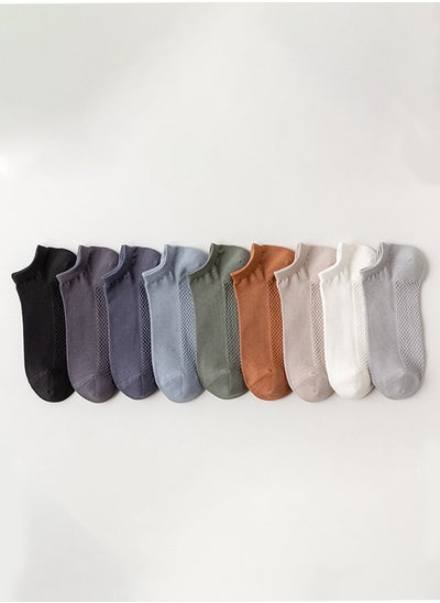 اشتري Pair of 9 Pure Cotton Men Socks Mesh Massage Bottoms Boat Socks for Spring Autumn Multicolor في الامارات