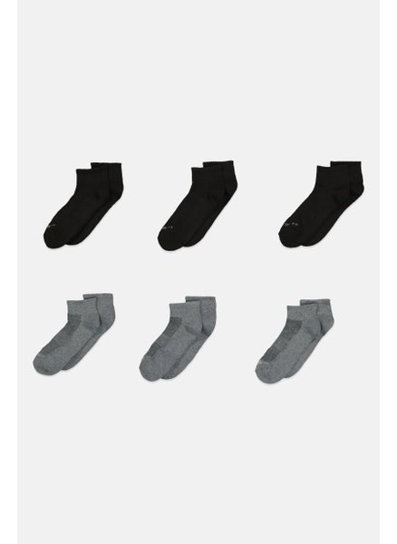 اشتري Men 6 Pair Brand Logo Socks, Black/Grey في الامارات