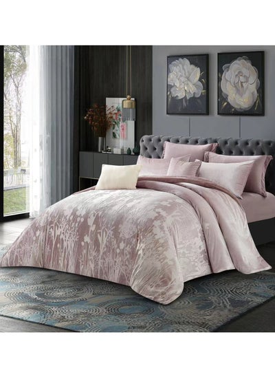 Buy HOURS Luxury Jacquard Winter Comforter Set Super Soft Fur Velvet Warm Solid Modern Design 4pcs in Saudi Arabia