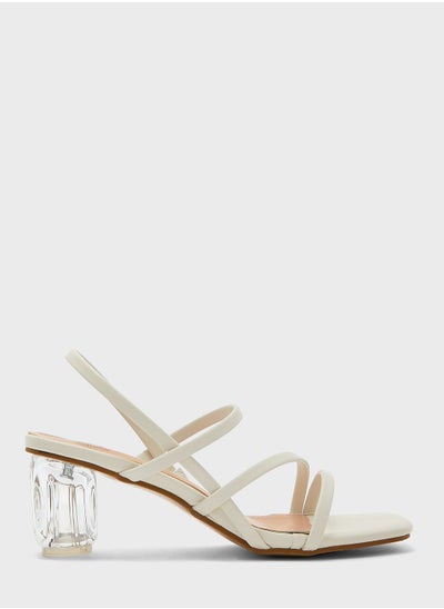 Buy Clear Trapeze Heel Sandals in UAE