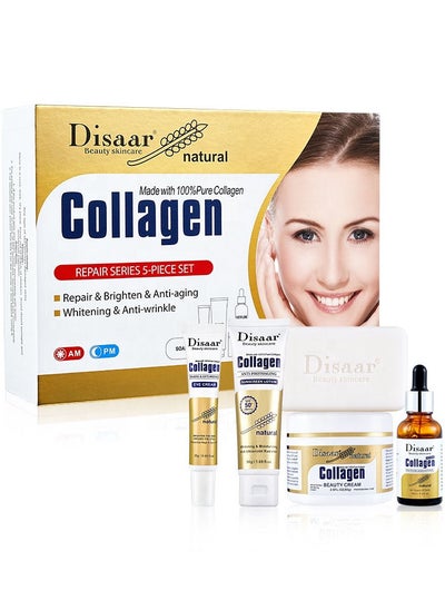 Buy Natural 100% Collagen Anti Aging Whitening Brightening 5 Pieces Repair Skin Care Set in UAE