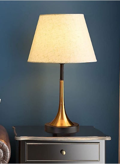 Buy Table Lamp, Vintage E27 Bedroom Bedside Lamp with Plug and Switch, Linen Lampshade Table Lamps for Living Room Children's Room Office Hotel Night Light in Saudi Arabia