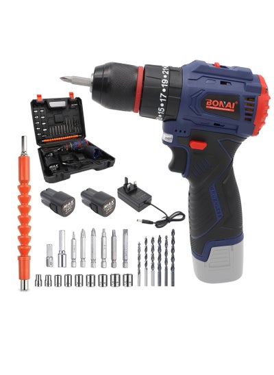 Buy BONAI 24V Li ion Battery Drill Machine Dual Battery Brushless 23+3 Torque Settings LED Light 2 Speed Adjustment in UAE