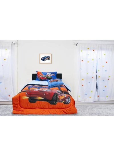 Buy Kidz Klub Hot Wheel Comforter Single 3 pcs set- Fabric: Front 160TC 100% Cotton - Reversible 144TC PC- Comforter 160x230cm + 1pc Pillowcase 50x75cm + 1pc Cushion Cover 40x40cm in UAE