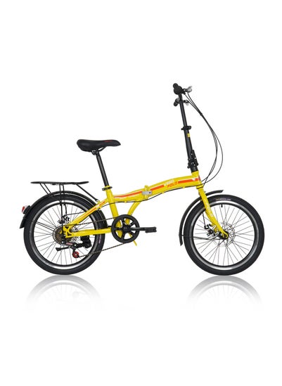 Buy Vego Fold Folding Bike 6 Speed 20 Inch - Yellow in UAE