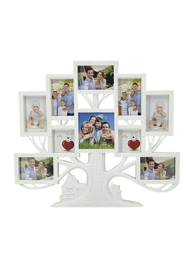 Buy Plastic Family & Tree Design Multi Pictures Collage Photo Frame with Wall Mount Display, White Frame, 1-Pc in UAE