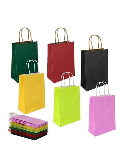اشتري أكياس هدايا متوسطة الحجم من نوع PCS أكياس ورق حرفية مع مقابض لمزايا الحفلة (21 × 27 × 11 سم خلط الألوان) في السعودية