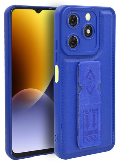 Buy Case Cover For Itel A70 With Magnetic Hand Grip 3 in 1 Blue in Saudi Arabia
