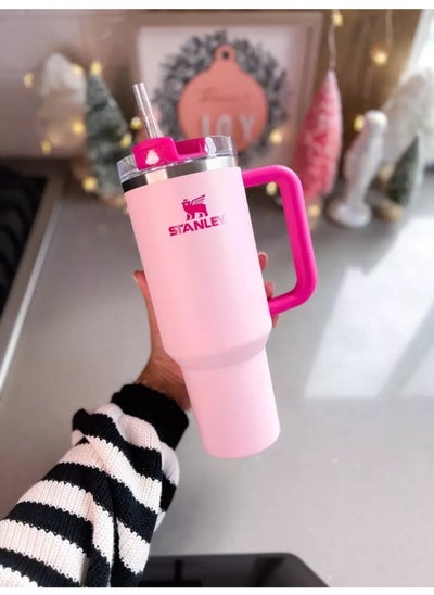 Buy Stanley H2.0 Flowstate Quencher Tumbler 40oz (Flamingo PINK) Vacuum Insulated Stainless Steel for Hot & Cold Beverages - Perfect for Travel, Coffee & Outdoor Activities in UAE