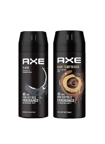 Buy Pack of 2 Deodorant spray axe dark Temptation & axe black 150 ml in Egypt