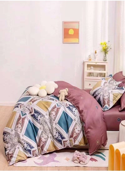 Buy 4 Pieces Fitted Single Size Bed Sheet Set Contains 1 Bed cover - 160*210 cm., 1 Single Size Fitted sheet - 150*200 + 25cm.,  2 Pillow cases - 55*80cm. in UAE