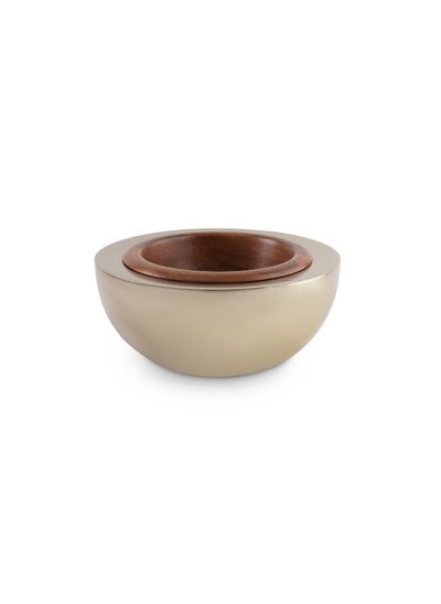 اشتري Thea Metal And Wood Fruit Bowl 31X31X14Cm- Gold And Brown في الامارات