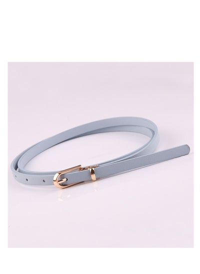 Buy Dress With Sweater Thin Belt Women's Versatile Needle Button PU Small Belt 105cm Blue in UAE