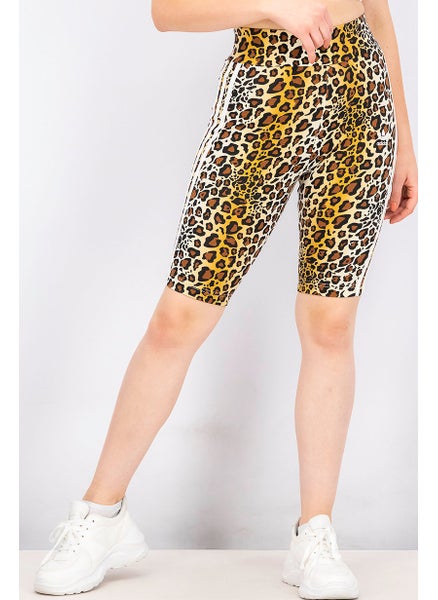 اشتري Women Sportswear Fit Leopard Short Tights, Brown في الامارات