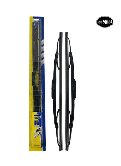 Buy Car Wiper Blades 22 inch Professional Grade 2 Pcs Set Universal Car Wiper Blades 100miles in Saudi Arabia