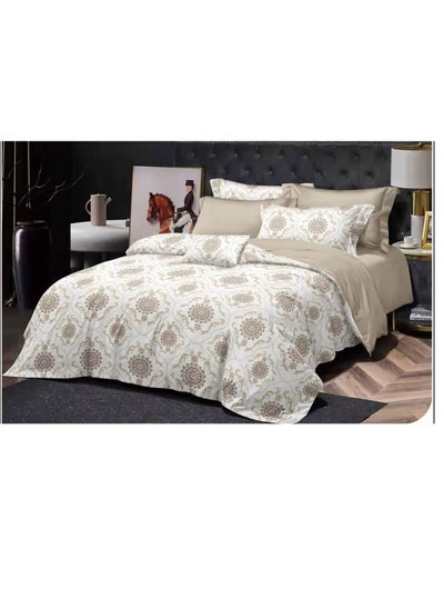 اشتري Comforters 6pcs Vintage Quilted Bedding Set, Includes 1 fixed Quilt, 1 Fitted Sheet, And 4 Pillowcases,  Floral Design في الامارات