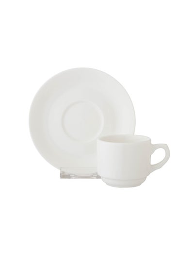 Buy A set of white Turkish coffee cups, 12 pieces (6 cups + 6 saucers) in Saudi Arabia