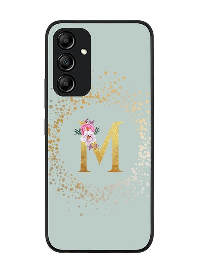 Buy Rugged Black edge case for Samsung Galaxy A34 5G Slim fit Soft Case Flexible Rubber Edges Anti Drop TPU Gel Thin Cover - Custom Monogram Initial Letter Floral Pattern Alphabet - M (Light Grey) in UAE