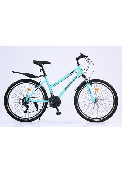 Buy Lady Sports Bike 26inch with 7 Gears Road bike, City bike, Mountain Bicycle, Mech Disk Brakes, MTB Suspension cycle, Adjustable Seat Heights, Unisex Bicycle Adult, Comfort for Men and women-GREEN in Saudi Arabia