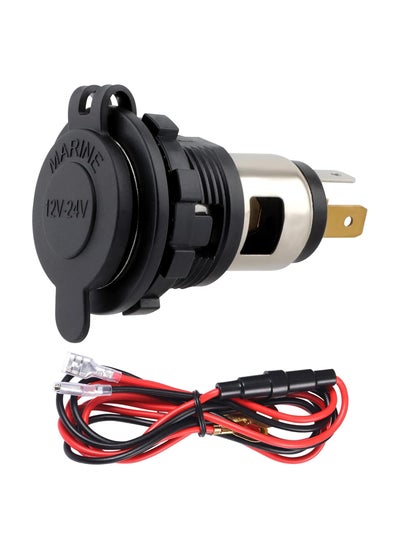 اشتري Cigarette Lighter Socket, Car Power Outlet Cigarette Socket, Waterproof Motorcycle Cigarette Lighter Plug Receptacle for Marine Atv Rv Boat Truck, Gps, Phone, Camera, Tractor(with 60 cm Line) في الامارات