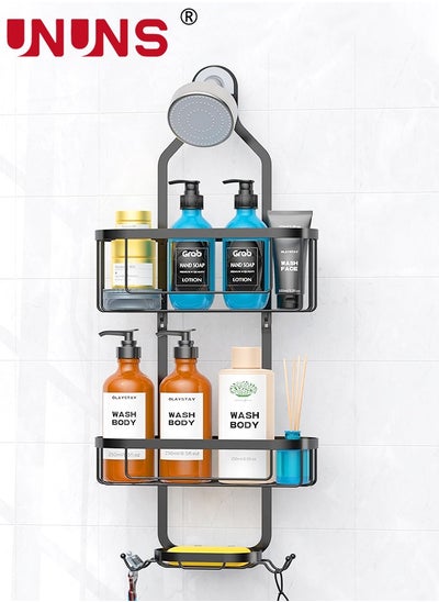 اشتري Hanging Shower Caddy,Bathroom Hanging Shower Organizer,Over Head Shower Caddy Shower Storage Rack Basket With Hooks For Razor And Sponge Rustproof,Black في الامارات