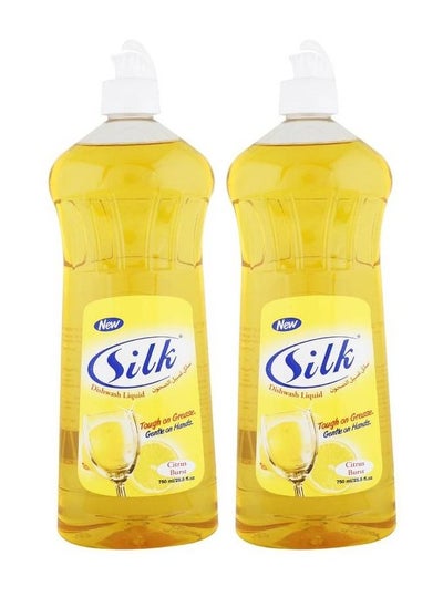 Buy Silk Premium Dishwashing Liquid Lemon 750ml -  Offer pack of 2 with Citrus Burst in UAE