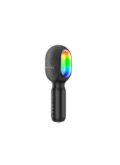 Buy Promate Wireless Bluetooth Karaoke Microphone, Handheld 5-in-1 Karaoke Microphone & Speaker, LED Lights, TWS Duet Mode, 10-Hour Play Time, 3.5mm AUX, Headphone Port, Kids, Adults, VOCALMIC.BLACK in UAE