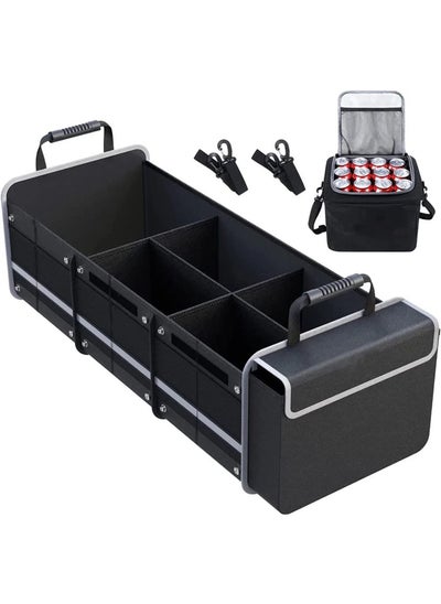 Buy Collapsible Car Boot Organizer Heavy Duty Trunk Storage with Insulated Leakproof Cooler Bag in UAE