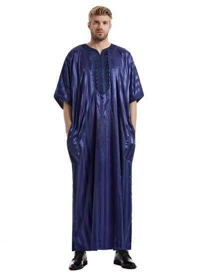 اشتري New Men's Satin Medium Sleeve Embroidered Robe في السعودية