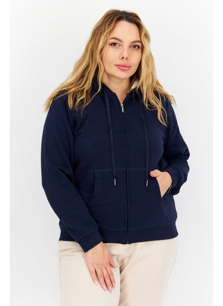 اشتري Women Plain Hooded Sweatshirt, Navy Blue في السعودية